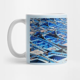 Blue fishing boats harbour Mug